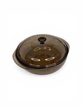 PYREX 024 Amber Fireside 1.5 Qt Covered Casserole Baking Dish Round